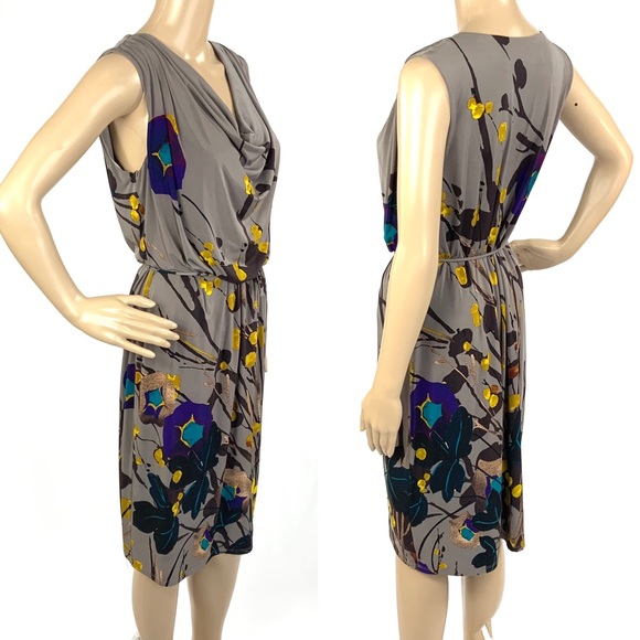 JONES NEW YORK Draped Neck Midi Dress Tie Waist - Picture 7 of 8